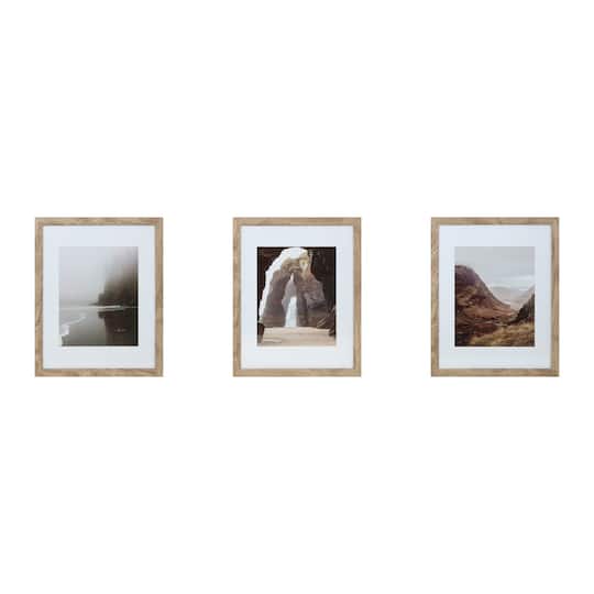 3 Pack Natural 8&#x22; x 10&#x22; Frame Set with Mat, Gallery&#x2122; by Studio D&#xE9;cor&#xAE;
